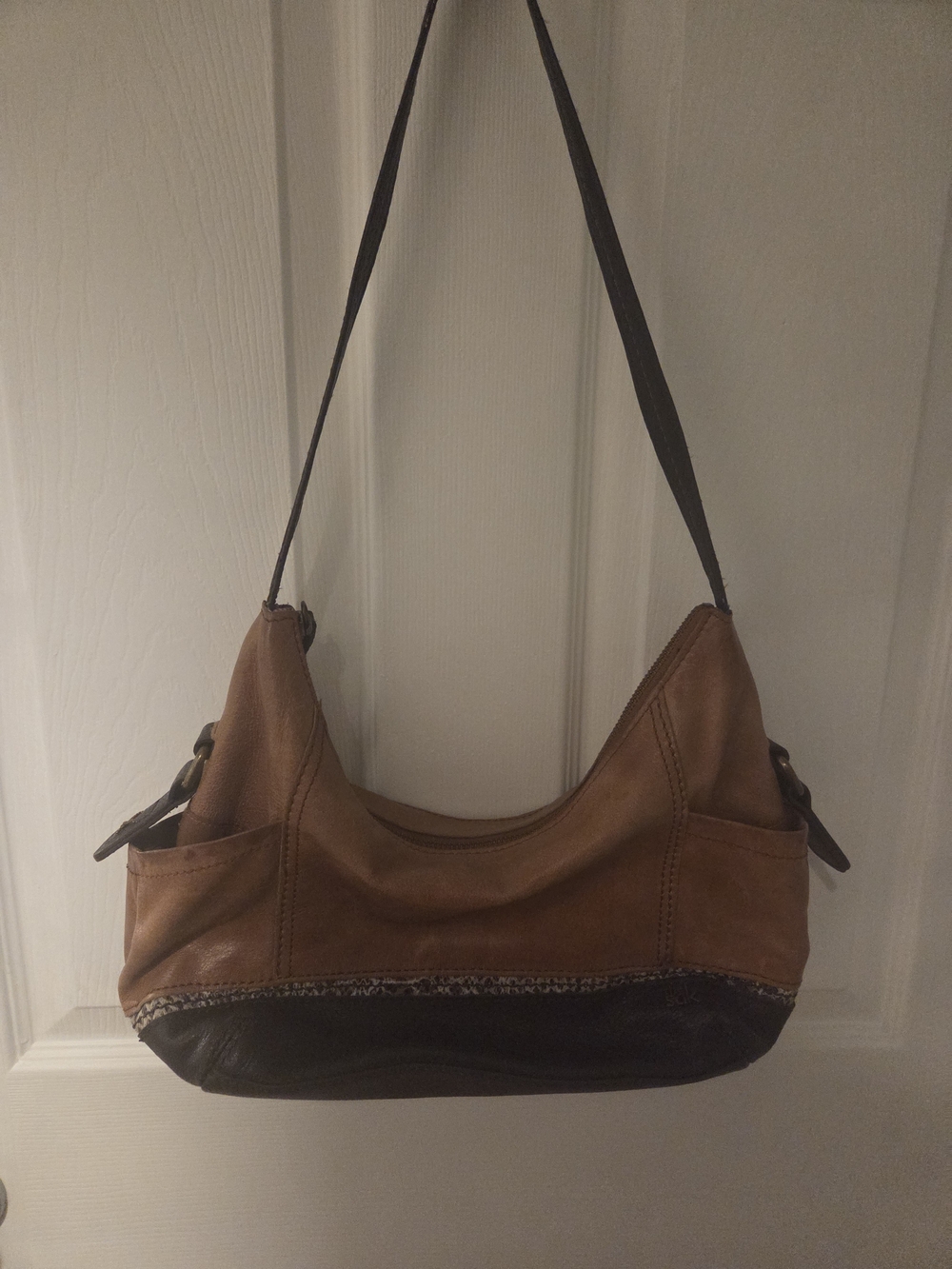 The Sak Two-Tone Brown and Black Leather Shoulder Bag